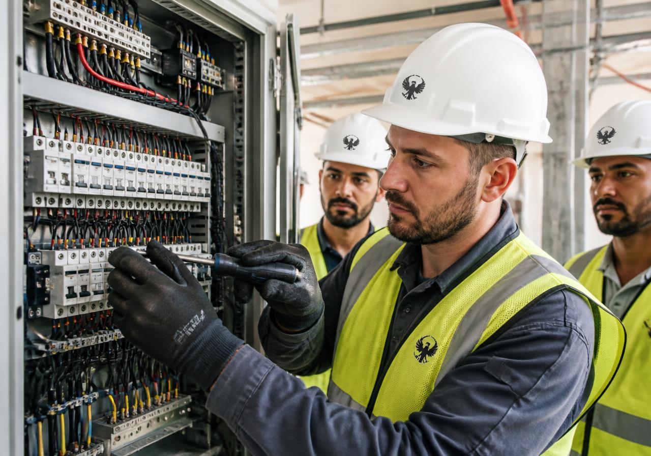 AZIAL electrician terminating cables inside a distribution board